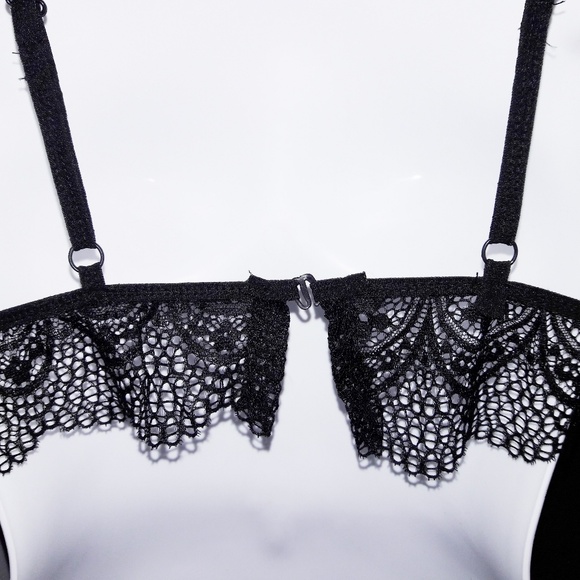 Black Chantilly Lace Bralette High Waist Panty Set - Picture 3 of 7